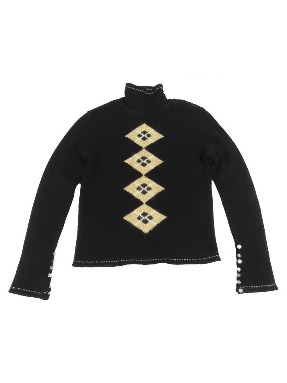 Chanel High Neck Knit Black Wool Nylon Mohair Rayon Angora Pullover Long Sleeve